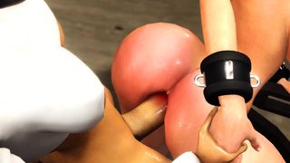 3d sexy dickgirl plays with a hot cuffed teen in the lab