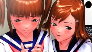 Adorable anime girl rubbing her coeds lusty pussy