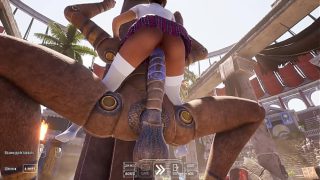 An ancient statue awakened and began to fuck Lara in an arena with 1,000 spectators. 3D Hentai Game