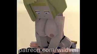 Android 18 rides Dragon Ball Z Minecraft hentai