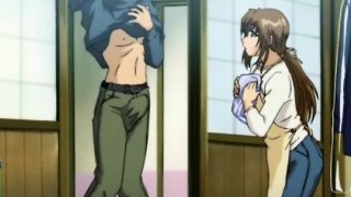 Anime chick gets ass spanked and gives BJ