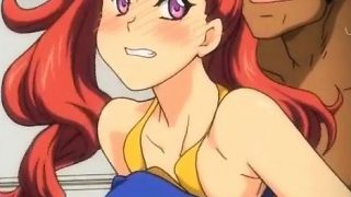 Big breasted anime girl stripped naked for gangbang fuck