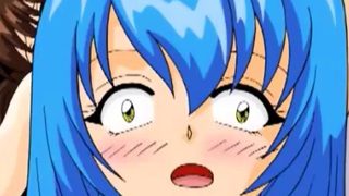 Blue haired japanese anime teen