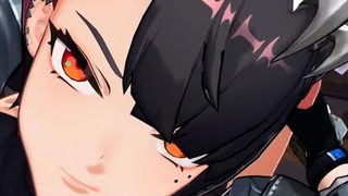 Brunette cums to hentai