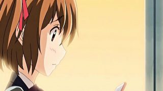 Busty anime coed first time kissing and sex