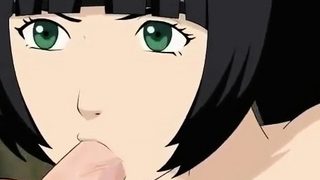 Fit hentai chick with small boobs rides this huge hentai