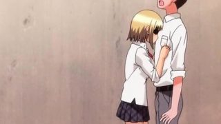 Hentai chick rubs cock with her big tits