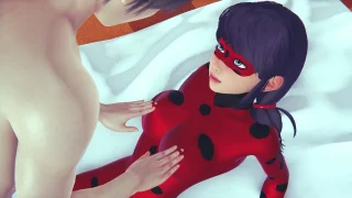 Ladybug Rule34 3D Hentai Animation – Busty Red Latex Heroine Engages in Bed Play, Standing Cunnilingus, and Anal Vibrator Orgasm
