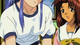 Lesbian anime coeds group sex in the bathroom