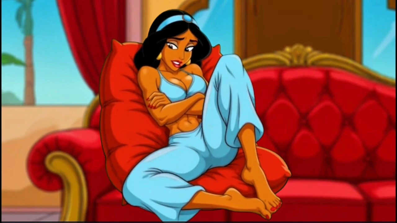 Princess Jasmine enjoys sexual pleasure. She picked up the magic lamp and began rubbing it with her pussy