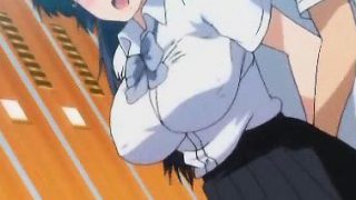 Pussy flashing hentai school girl banged upskirt