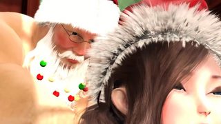 Santa Claus plays with a Super Cute Nerdy Girl
