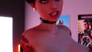 Tattooed futa MILF masturbation