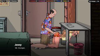 The landlord secretly cums on Jenny’s ass while she’s under the table. Hentai Game
