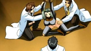 Tied up hentai babe gets double penetrated