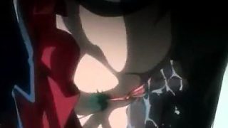 Villain hardcore fucks teen anime with gun in